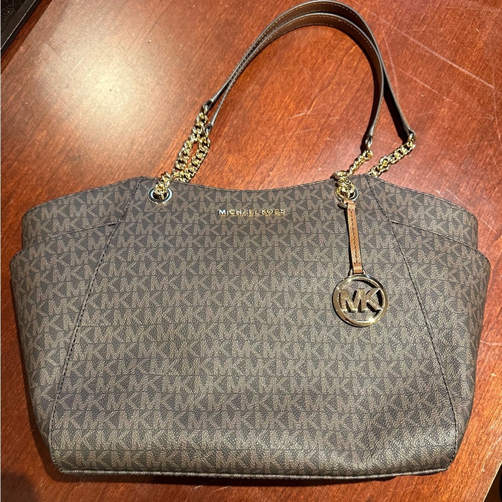michael kors jet set travel large chain shoulder tote